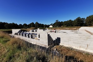 Buddhist Temple called Thubten Chokor Ling Temple in England beginning of foundation walls