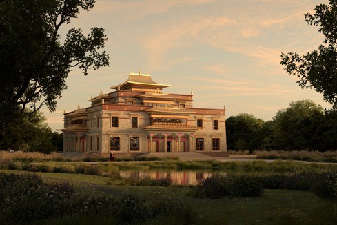 Architects impression of the vision of Thubten Chokor Ling, a Buddhist Temple in the making.