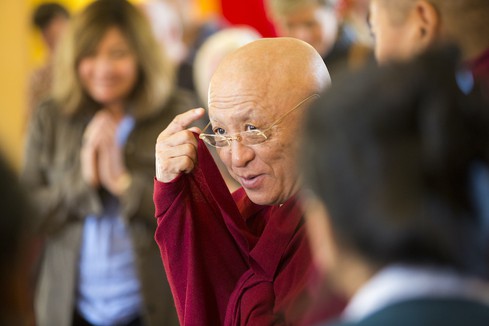 Chokyi Nyima Rinpoche, Spiritual Director of Gomde UK giving Buddhist teachings.