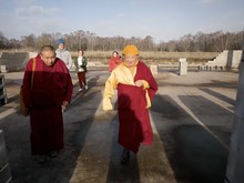 Chokyi Nyima Rinpoche at Buddhist Temple Site