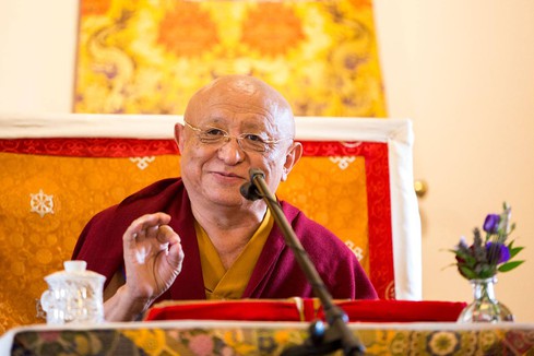 Chökyi Nyima Rinpoche teaching the Buddha-Dharma at Gomde UK.
