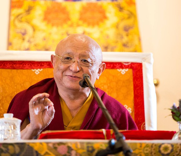 Chökyi Nyima Rinpoche teaching the Buddha-Dharma at Gomde UK.