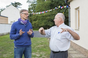 David and architect Peter Oudshoorn discussing the new Buddhist monastery and temple near Doncaster, UK.