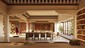 Computer generated image of a Buddhist library with books on religion, culture, nature and the surrounding area of Yorkshire, UK/