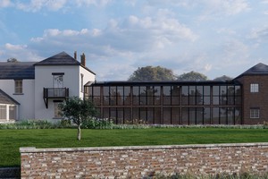 Beautiful exterior vision by architects for Buddhist Retreat Centre Gomde UK.