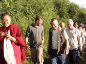Kora walk, a circumambulation around a sacred Buddhist site at Gomde UK.