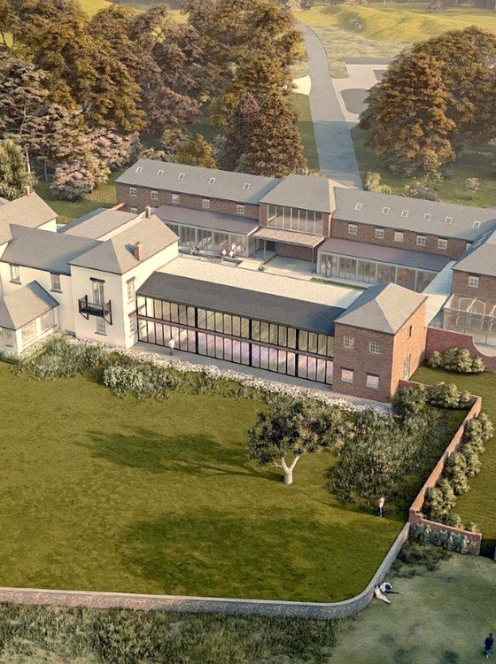 Architect impression retreat wing Architect impression of the meditation retreat wing, connected to the original building Lindholme Hall.