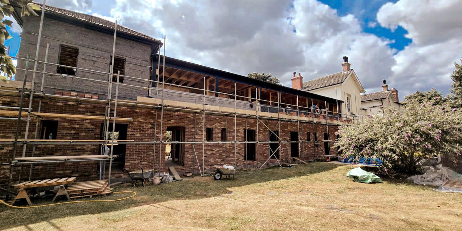Construction progress of the mediation retreat rooms in Doncaster, Yorkshire.