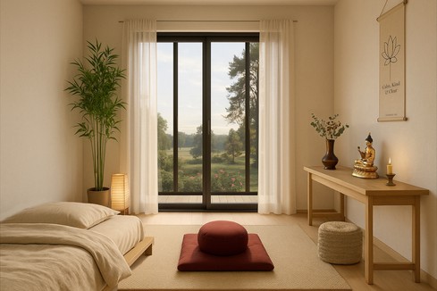 Interior architects impression of the rooms in the Peatland Retreat Wing at Gomde UK.