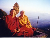 Tulku Urgyen Rinpoche and his son Chokyi Nyima Rinpoche at Nagi Gompa, Nepal, 1995