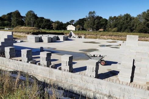 Buidling works and bricks at site of Buddhist Temple UK